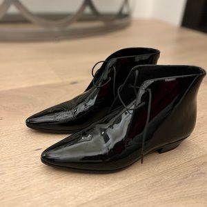 Saint Laurent- Black Jonas Patent Ankle Boots Size 39
